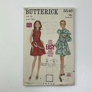 Dress Scarf Size 10 Vintage 60s Uncut Pattern 5546 Jewel Neck Fringe Tie Dye